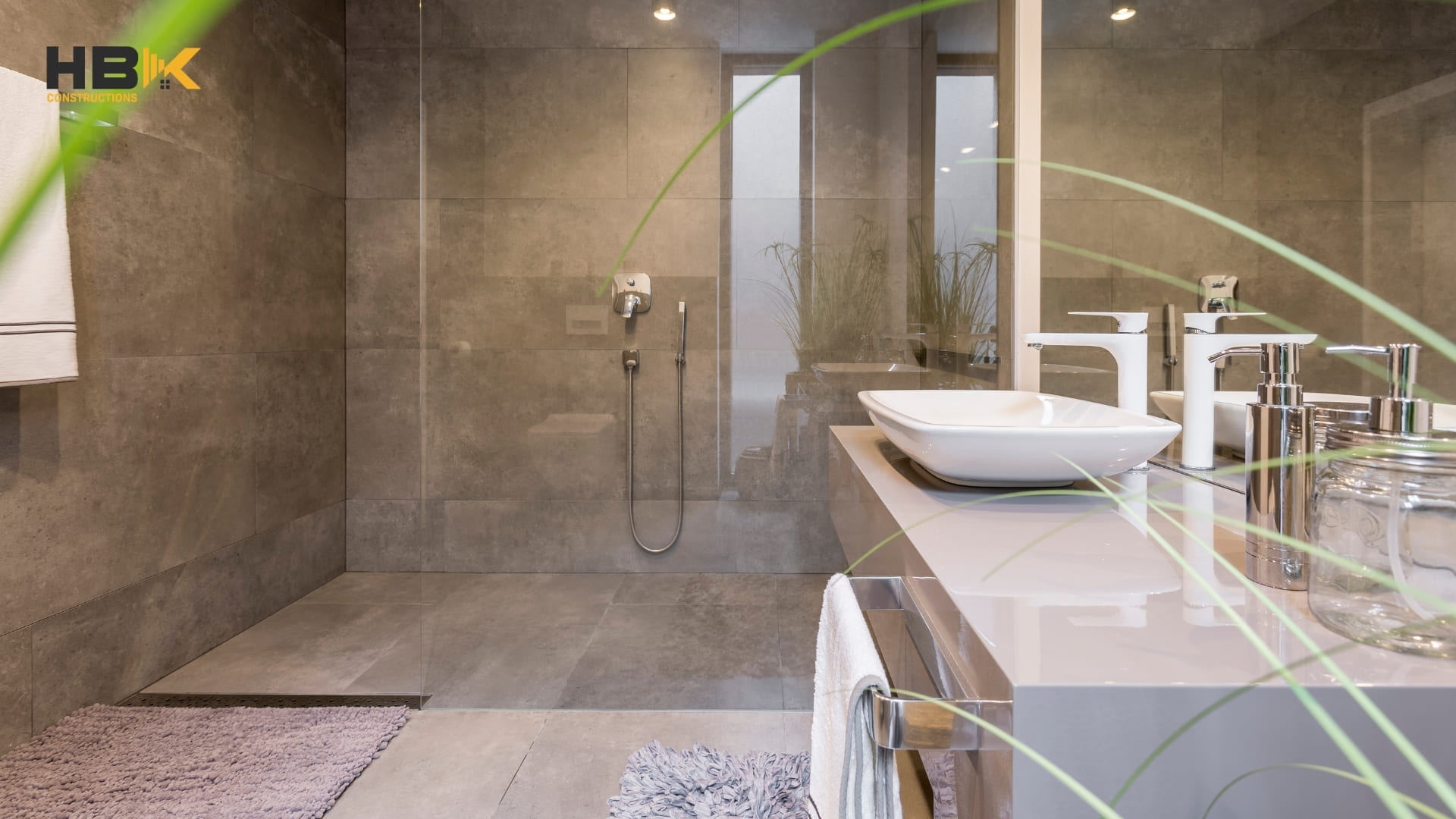 accessible bathroom with curbless shower in Melbourne renovation