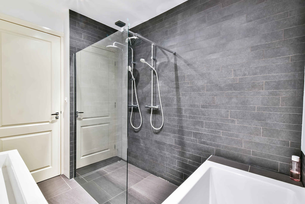 walk-in shower replacing bath in small Melbourne bathroom renovation