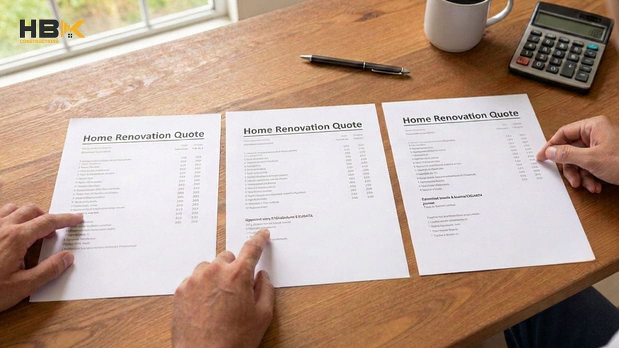 comparing three home renovation quotes from registered builders