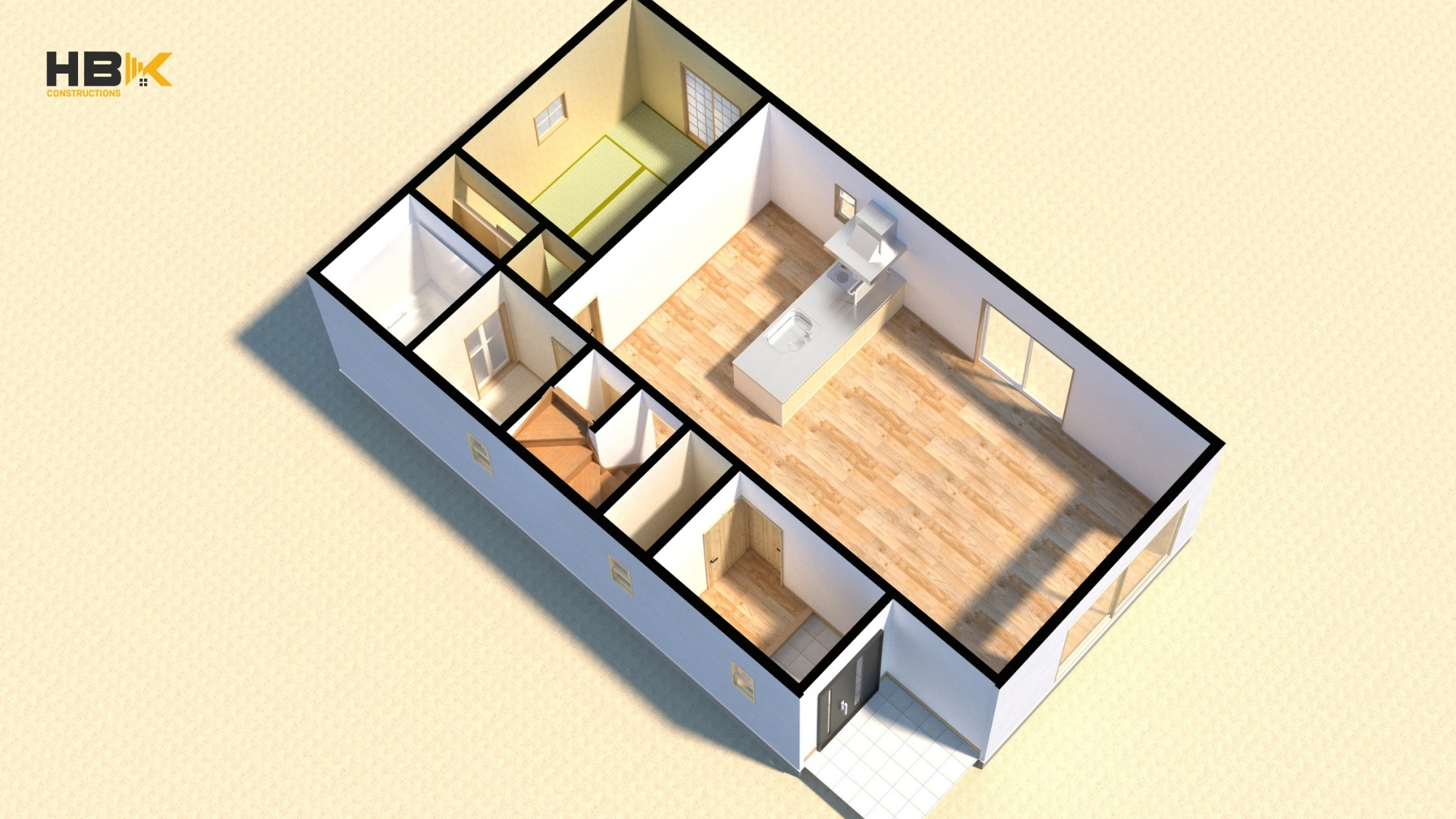 broken-plan layout option for a small Melbourne cottage 
