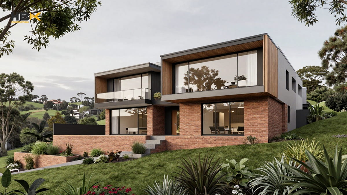 sloping block home extension Melbourne hillside