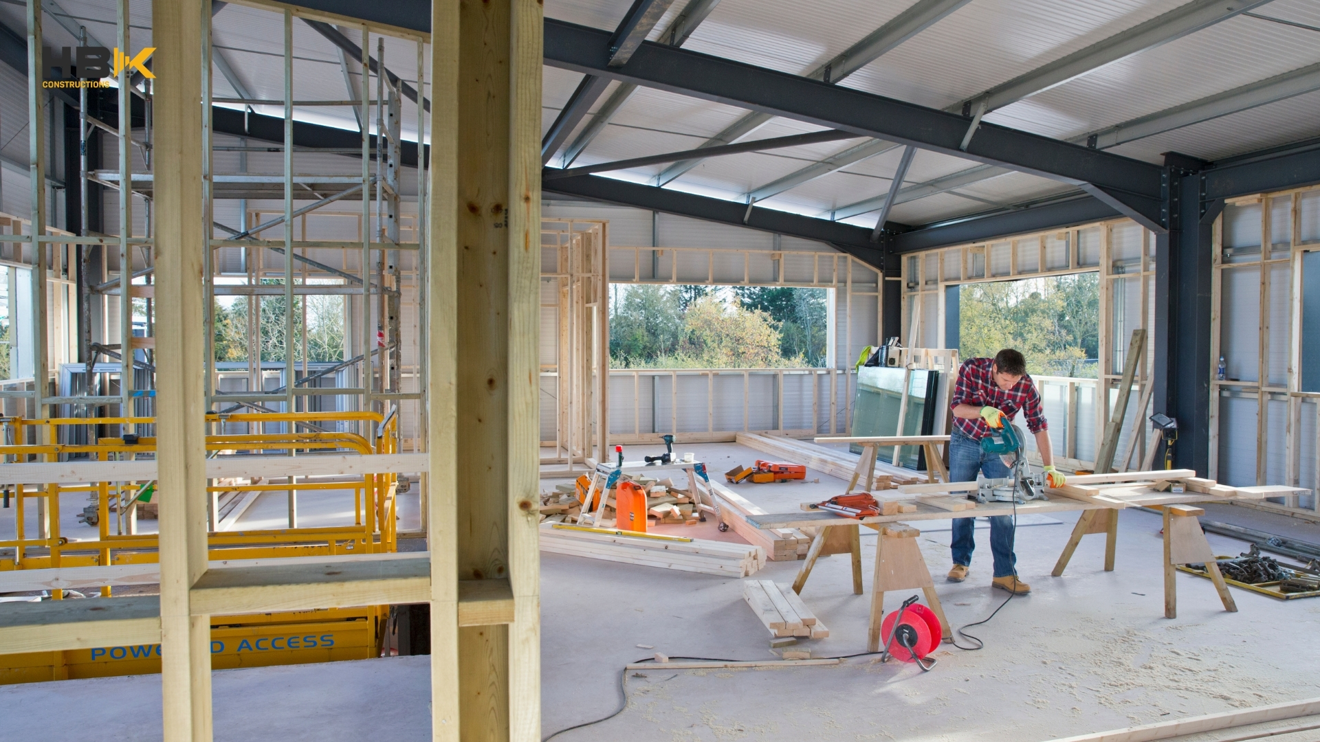 structural steel beam installed during a Melbourne open-plan extension 