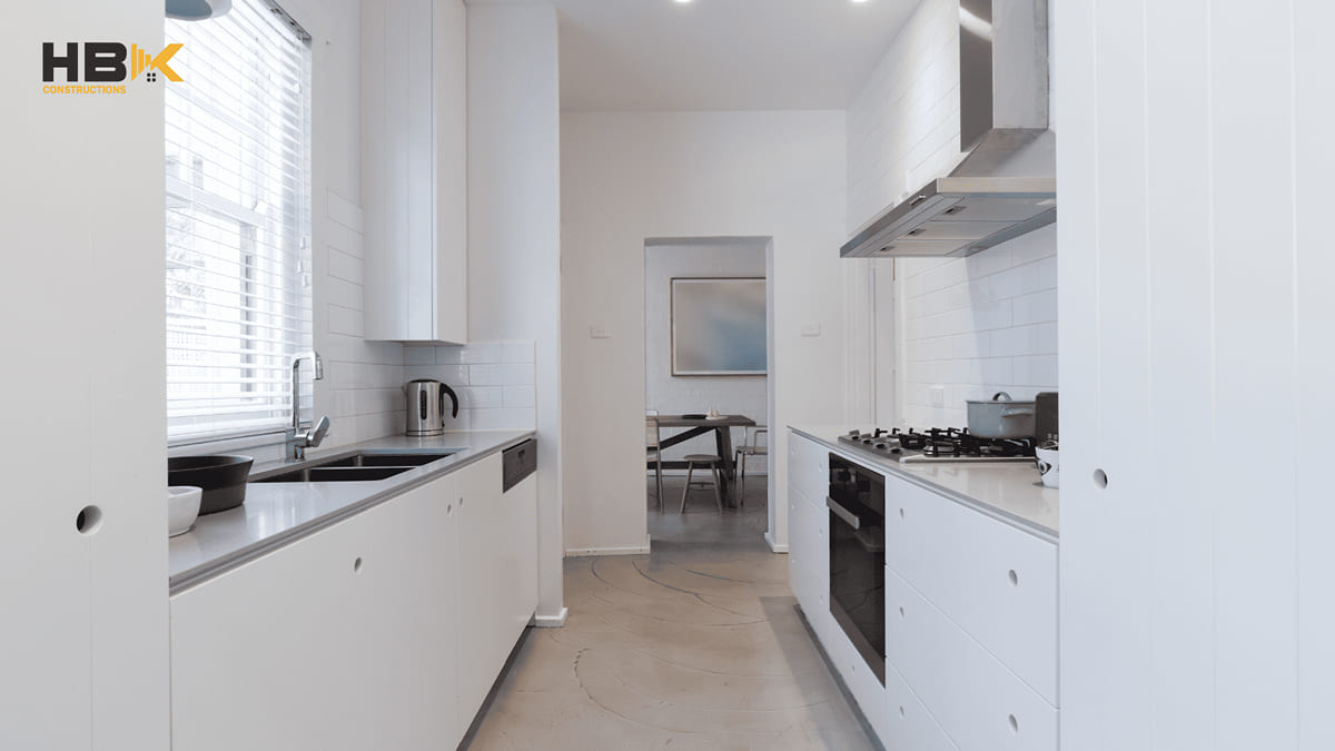 compact galley kitchen renovation in a Melbourne unit