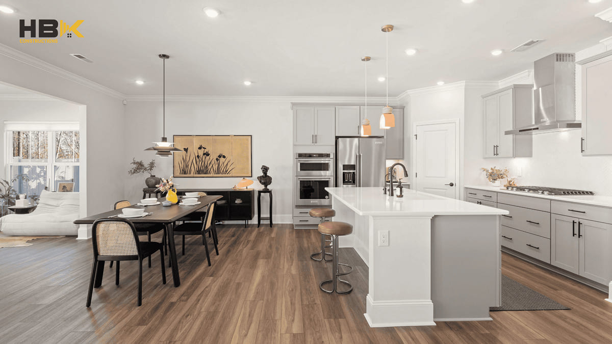 wall removal opening a kitchen to a living area
