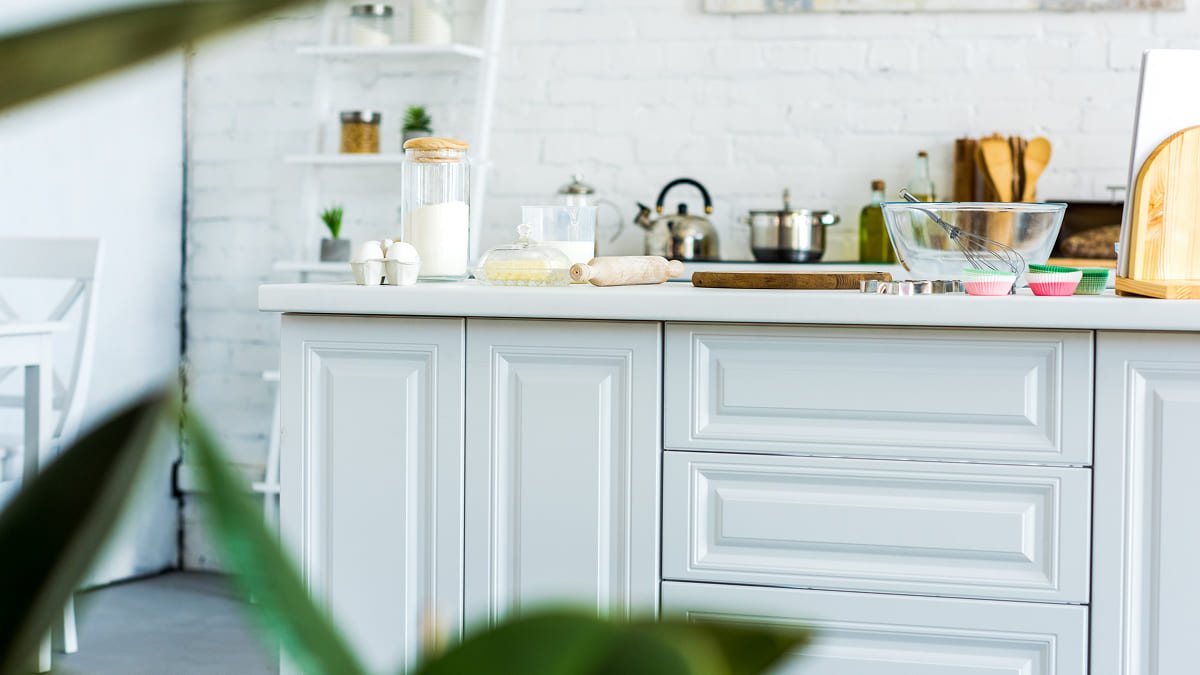 repainted kitchen cabinets in a Melbourne budget renovation