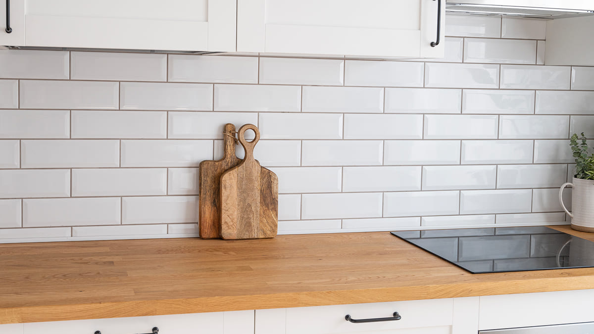subway tile splashback in a budget Melbourne kitchen renovation